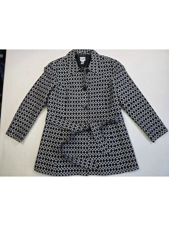 Chico's Jackets & Blazers - Chicos Size 2 Large Black & White Diamond Print Belted Coat
